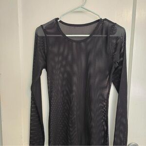 L slim Hot Topic Black Mesh/Fishnet Long Sleeve Top
